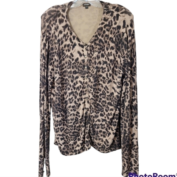 ♥️ danier animal print button front 100% cotton cardigan size medium - Picture 1 of 5